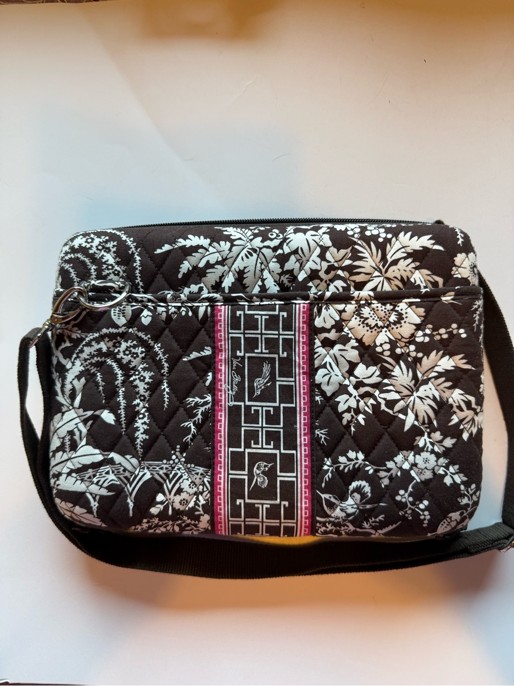 Vera. Bradley Quilted Chocolate Brown Crossbody iPad tablet case with pockets